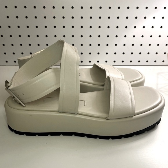 Zara Off White/Cream Leather Flat Strappy Platform Sandals Boho Beach Summer - Picture 12 of 16